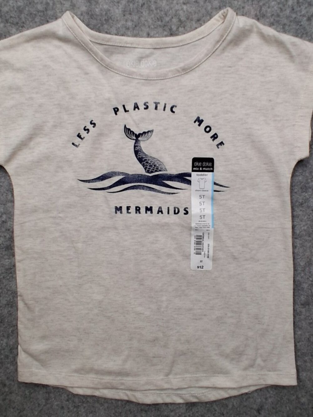 Okie dokie girls shirt size 5t Gray and blue New with tags